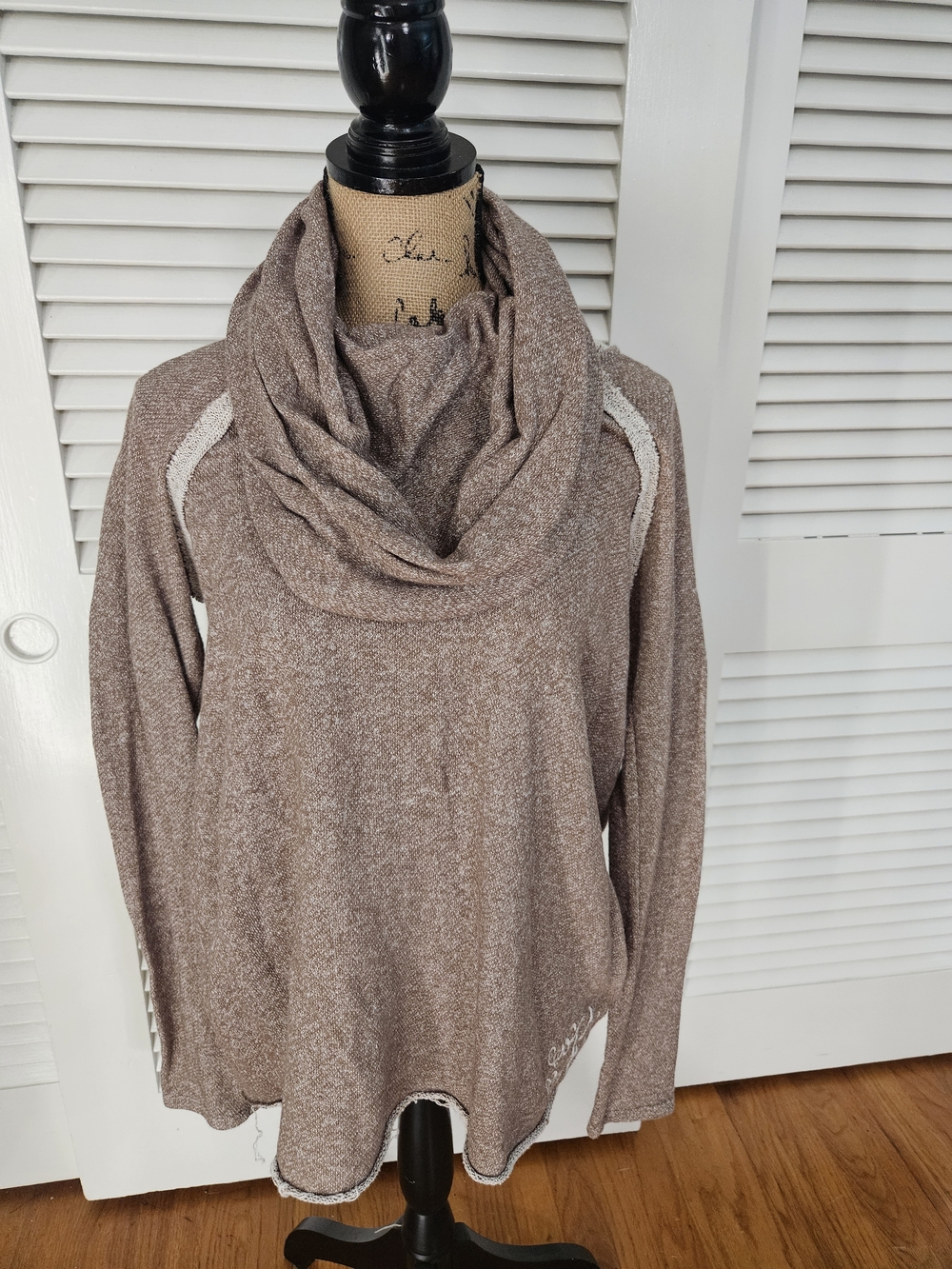 My Beloved Marled Taupe Cowl Neck Sweater